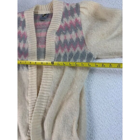 Iceland Icewear Womens Open Front Cardigan Sweater Pure Wool Cozy Knit Ivory M - Picture 6 of 7